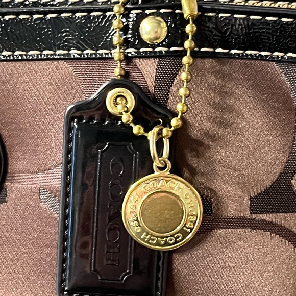 Coach Brown/Black Signature Canvas & Patent Leather Tote F 20018 - Picture 3 of 15